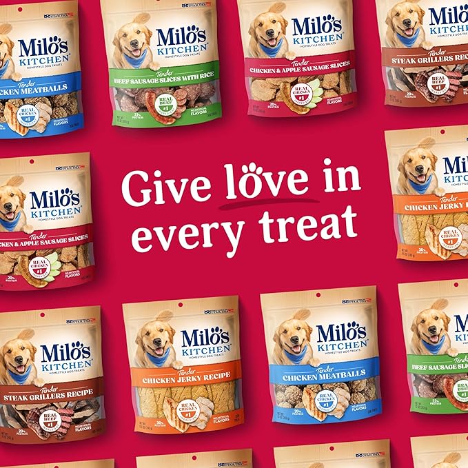 Milo's Kitchen Homestyle Dog Treats, Chicken & Apple Sausage Slices, 10 Ounce (Pack of 5), High Protein, No Artificial Flavors