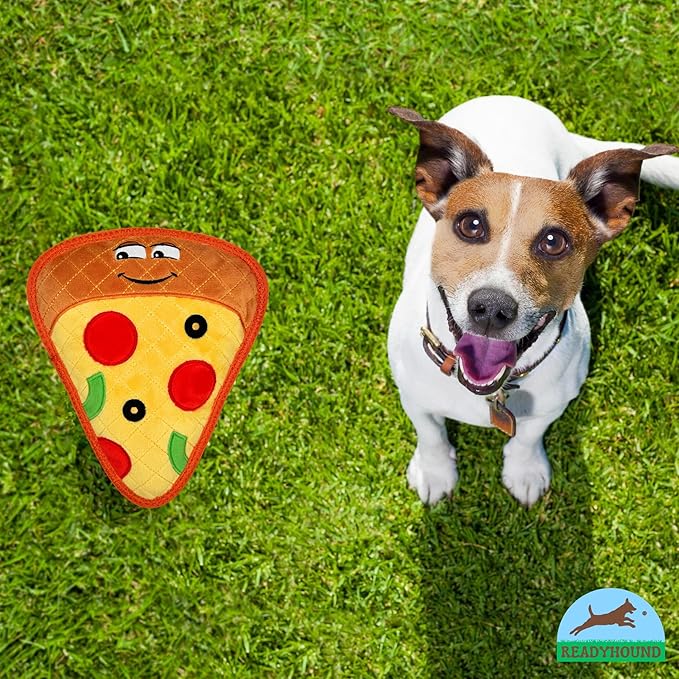 Durable Pizza Squeaky Dog Toy for Aggressive Chewers, Tough Aggressive Dog Chew Toy, Chewer Dog Toy for Puppy, Small, Medium and Large Dogs