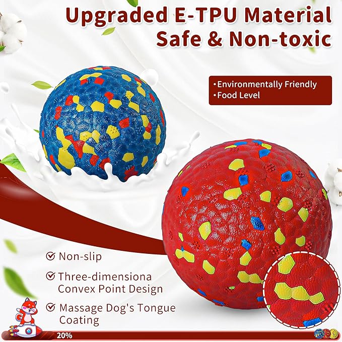 3 Pack Indestructible Dog Tennis Balls for Aggressive Chewers: Interactive Pet Toys, Herding and Jolly Ball for Dogs, Durable, Bouncy, and Water Toy Fetch Balls (Red, Yellow,Blue)