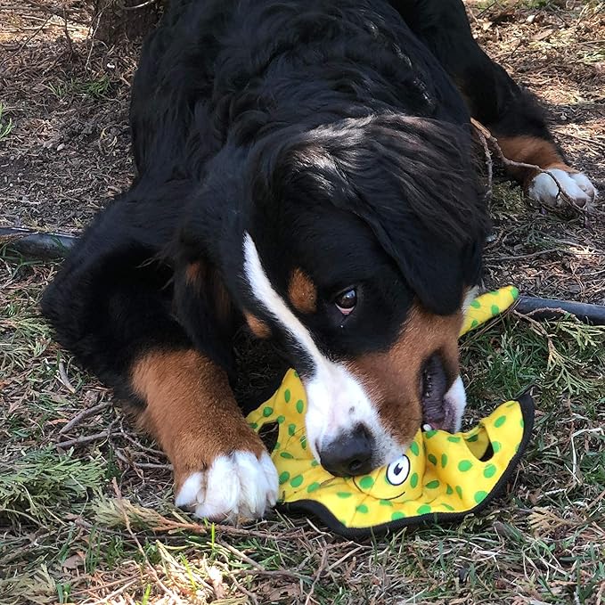 SmartPetLove Snuggle Puppy Tender-Tuffs Tug of War Dog Toy - Extra Large Yellow Stingray Big Ray with Puncture Resistant Squeaker