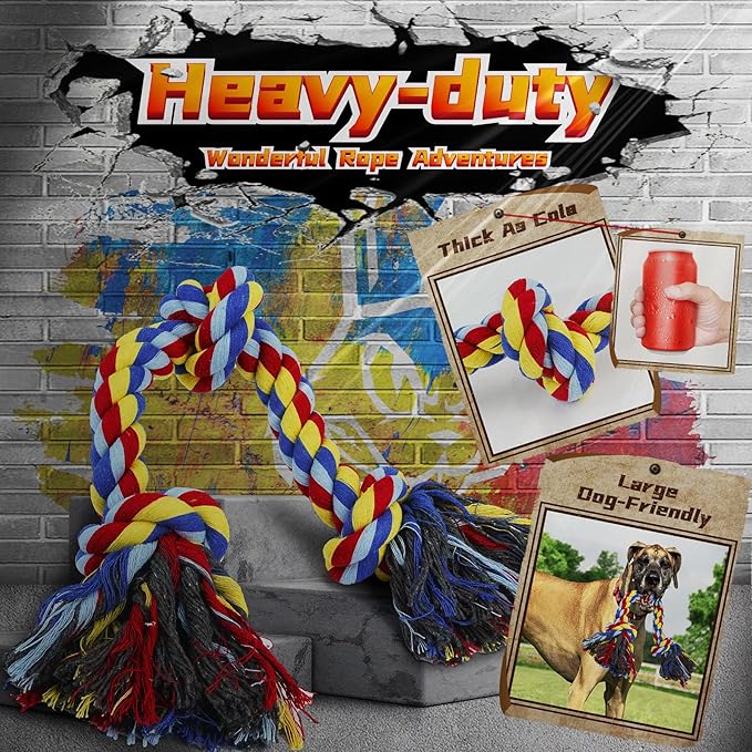 Heavy Duty Various Dog Chew Toys for Aggressive Chewers, 9 Pack Indestructible Large Dog Toys Include Tug Chew & Rope Toy, Squeaky Toys for Medium Large Breed Dogs (for Powerful Chewers)