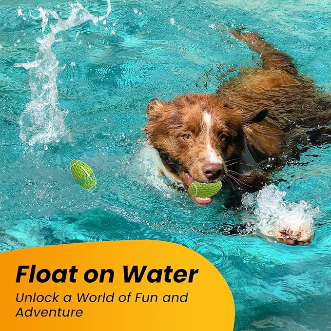 Small Squeaky Dog Toy, Rubber Dog Ball for Aggressive Chewers, Floating Fetch Outdoor Puppy Toys, Durable and Interactive Toy for Small Dogs, Bouncy Football, Green, Small