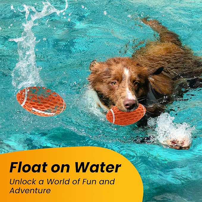 Squeaky Dog Football Toy, Rubber Dog Ball Toy for Aggressive Chewers, Tough Fetch Ball, Durable and Interactive for Medium Large Dogs, Orange, Large