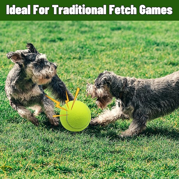 Magicorange Squeaky Tennis Ball Dog Toys 4 inch Oversize Giant Tennis Ball for Fetch Exercise, Natural Rubber Squeaky Dog Balls Training Safe (Multicolor, 2 Pack)