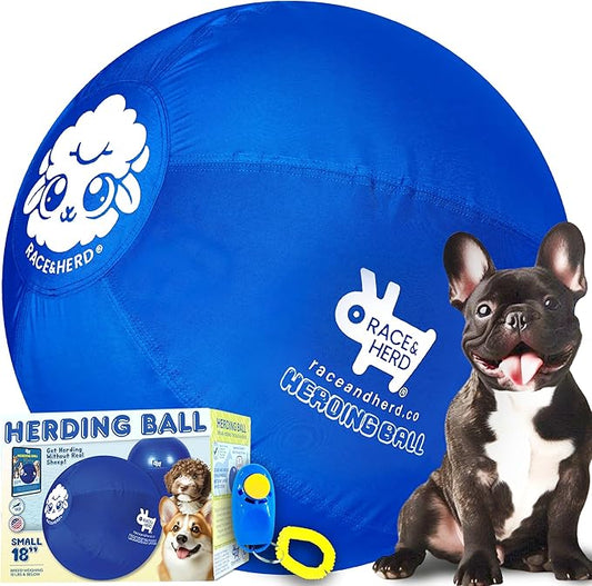Race&Herd 18" Original XXL Herding Ball for Dogs - Giant Herding Dog Ball Australian Shepherds, Herding Toys, Dog Training Toy for Small Breeds, Dog Toy for Outdoor Play (for Small Dogs, Blue)