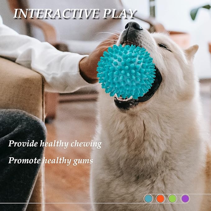 4.5”Dog Balls Squeaky Dogs Toys for Medium Large Dog Toys for Aggressive Chewers Spiky Ball Big Outdoor Chew Dogs Toys