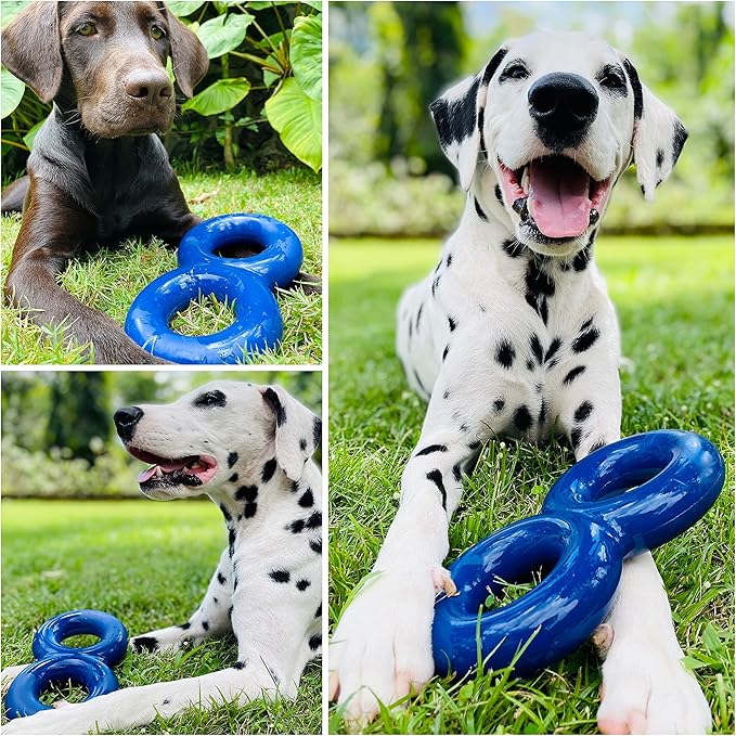 SuperChewy Tough Dog Double Ring Toy | Lifetime Replacement | Strong Natural Rubber | Great Dog Pull Toy for Exercise | Tug Toys for Dogs | Ultra Durable Chew Toys for Aggressive Chewers