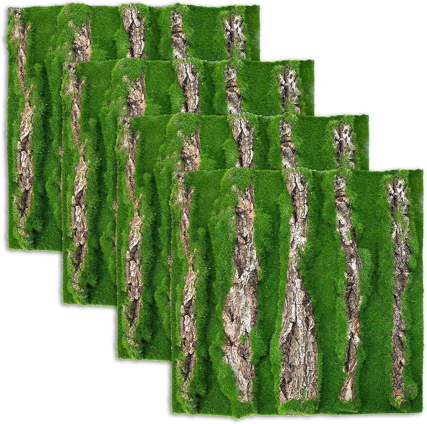 kathson 4PCS Cork Bark for Reptiles 11.8 "L X 11.8" W Cork Terrarium Background Bearded Dragon Tank Background with Artificial Moss Natural Reptile Climbing Mat for Spider Gecko Lizard Chameleon