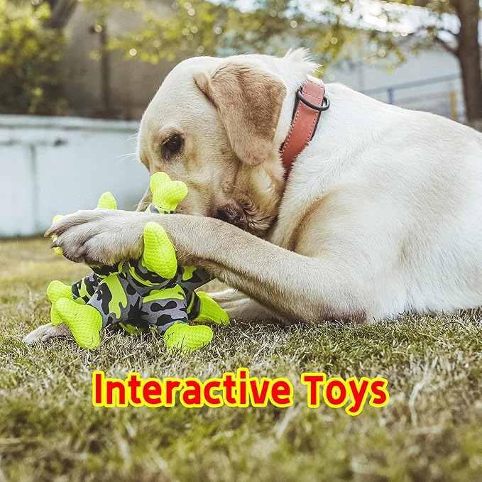 Dog Chew Squeaky Toys, Dog Teeth Cleaning Toy, Tug of War, Stuffed Jack Bone Toy with Squeakers, Interactive Toy for Small Medium Large Dogs,Blue